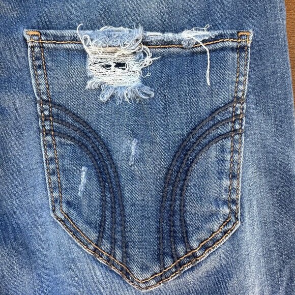 Hollister Curvy High-Rise Super Skinny Distressed Jeans W28 L30 Blue Denim Women - Picture 13 of 13